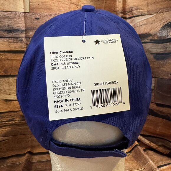 Fuzzy Smiley Face Blue Hat Cap Hook & Loop Strapback Adjustable Baseball Happy - Picture 3 of 7